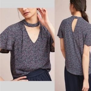 Bella Floral  Choker Ditsy Print Blouse